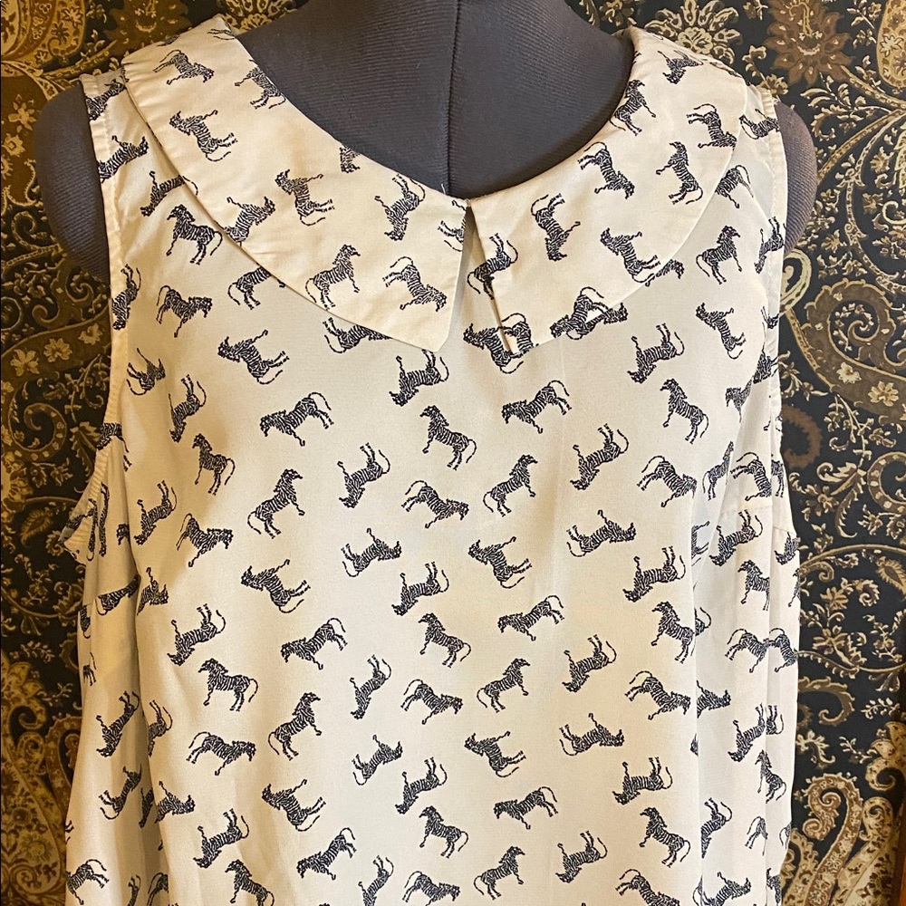 🦓 Jessy B Fun & Flirty Zebra Print Blouse 1X